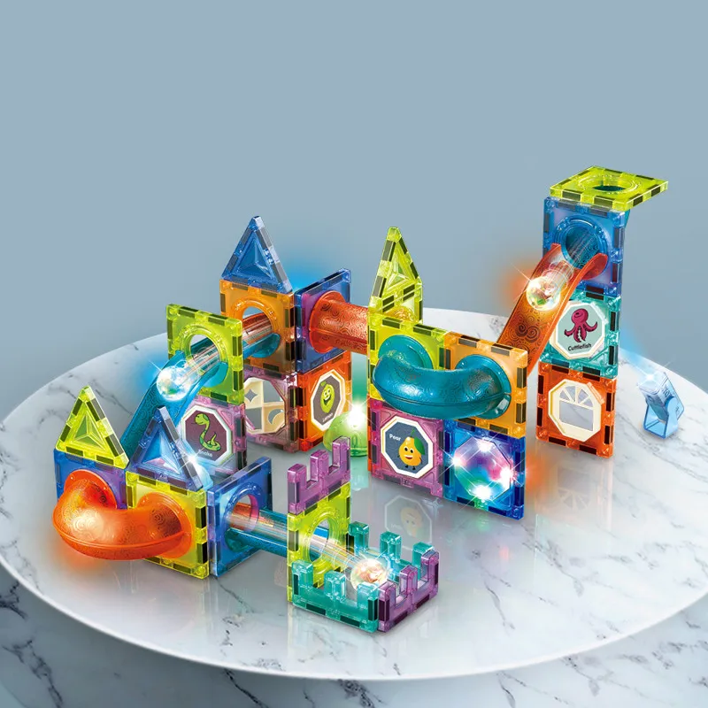 

Магнитные строительные блоки, лист, модель, игрушки для детей, освещение, слайд, шар, строительные блоки, трек, сборка игрушек, подарок для ма...