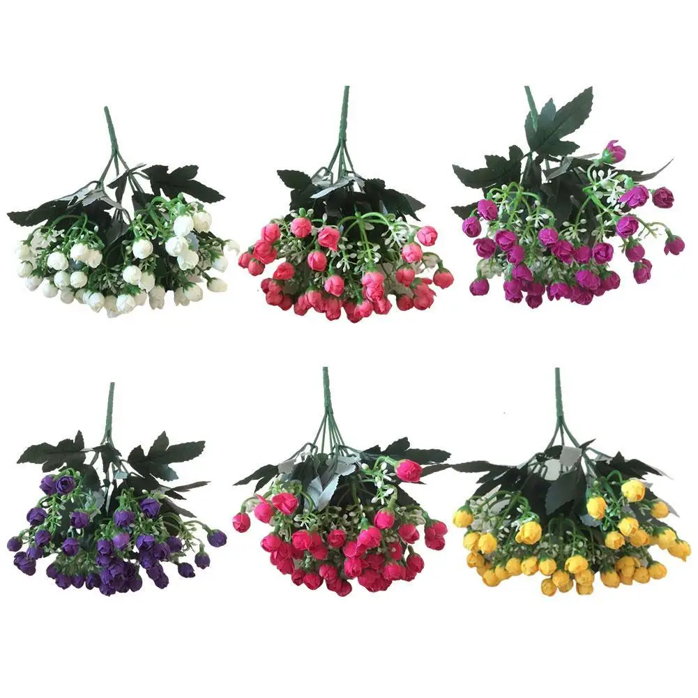 

36 Heads Fake Rose Silk Flower Artificial Flower For Wedding Home Accessories Decoration Crafts Flores Artificiales Room Decor 6