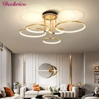 modern gold led chandelier luxury minimalist ceiling lamps decor living room restaurant indoor lighting creative handing fixture