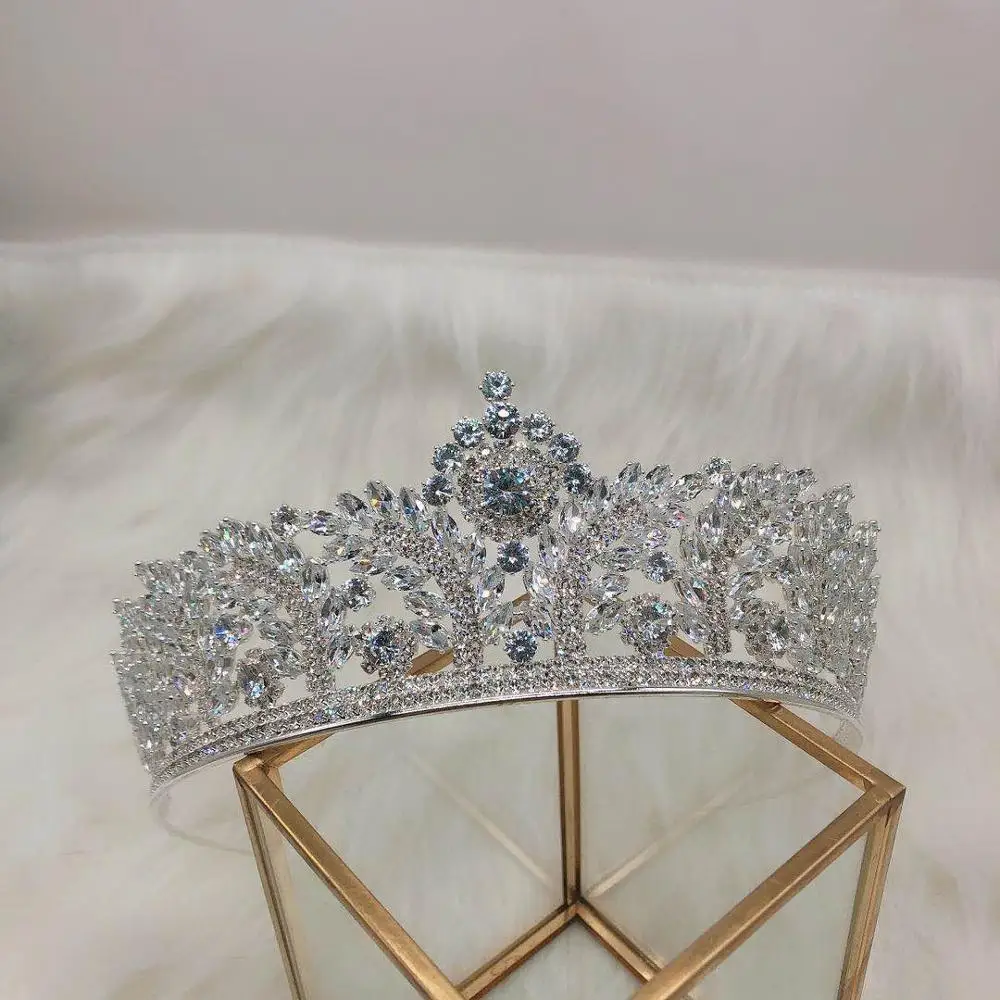 

Brand noble luxury fancy crown hair ornaments white crystal color luxury shiny zircon crystal Bride Wedding Princess headdress
