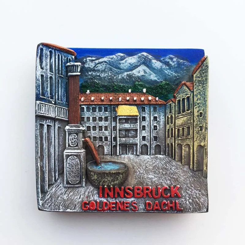 

QIQIPP Austria Innsbruck square punch card travel souvenir handmade painted crafts magnet refrigerator magnet
