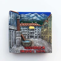 qiqipp austria innsbruck square punch card travel souvenir handmade painted crafts magnet refrigerator magnet