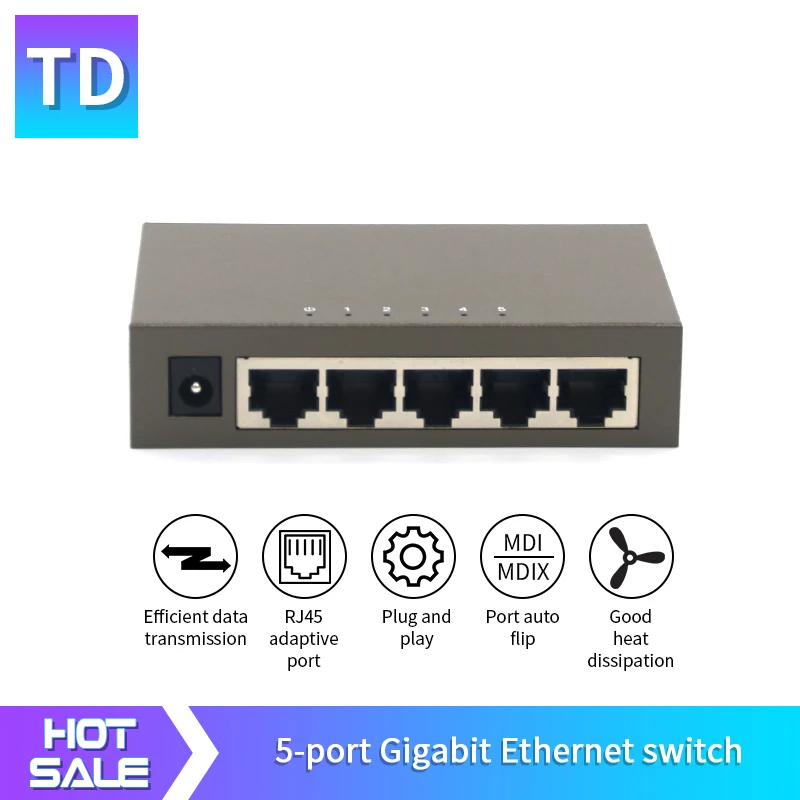 TD GLTEG1005D Gigabyte сетевой коммутатор 1000 м 5 * RJ45 порт настенный Авто MDI/MDIX Plug &amp Play |