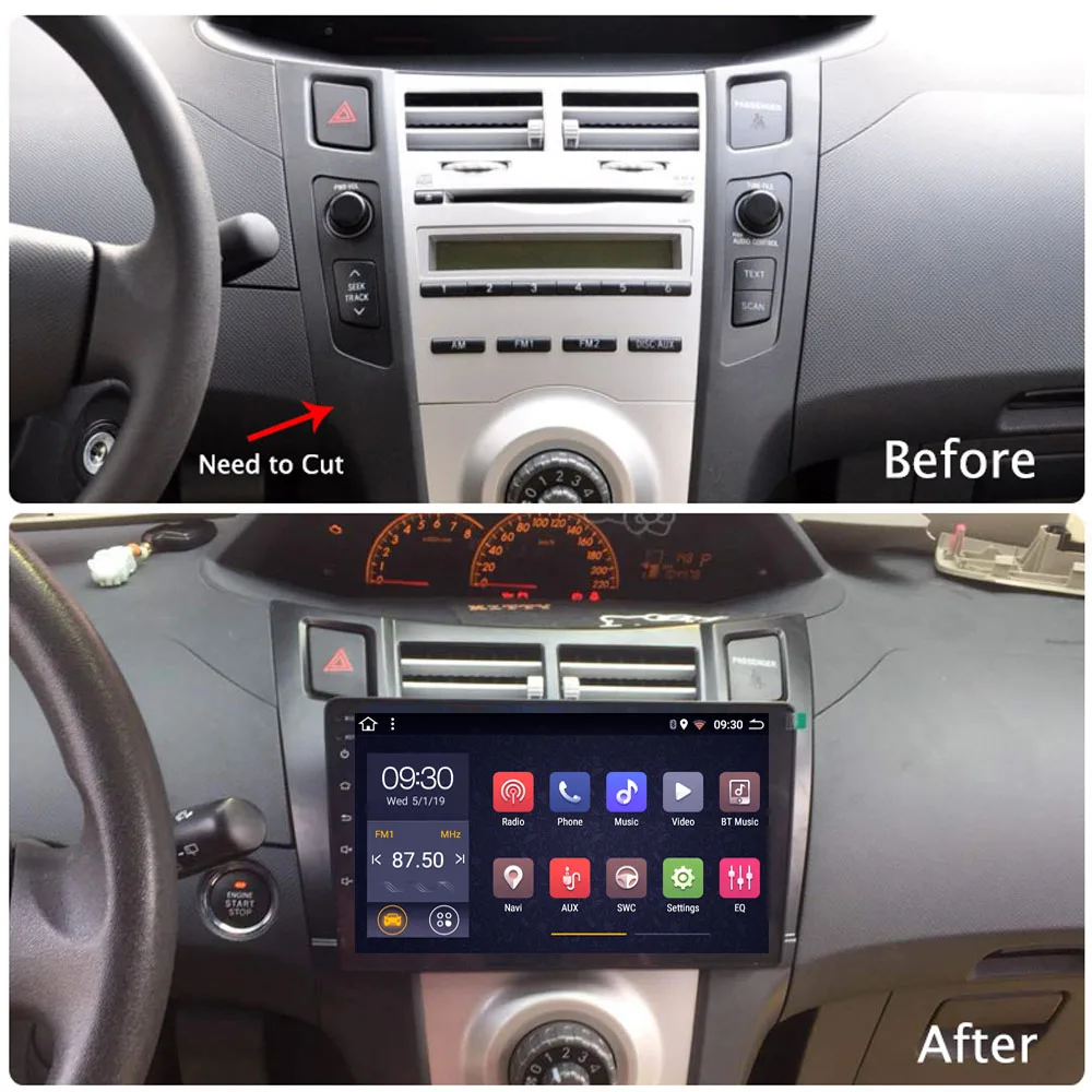 Для Toyota Yaris 2008 2009 2010 2011 Android 8 1 автомобильный Радио Мультимедиа Видео плеер