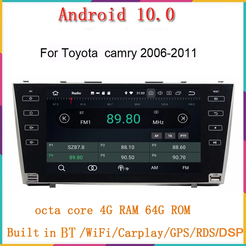 Android 10 0 автомобильный dvd плеер для toyota camry 2006 2011 с восьмиядерным процессором 4G RAM 64G
