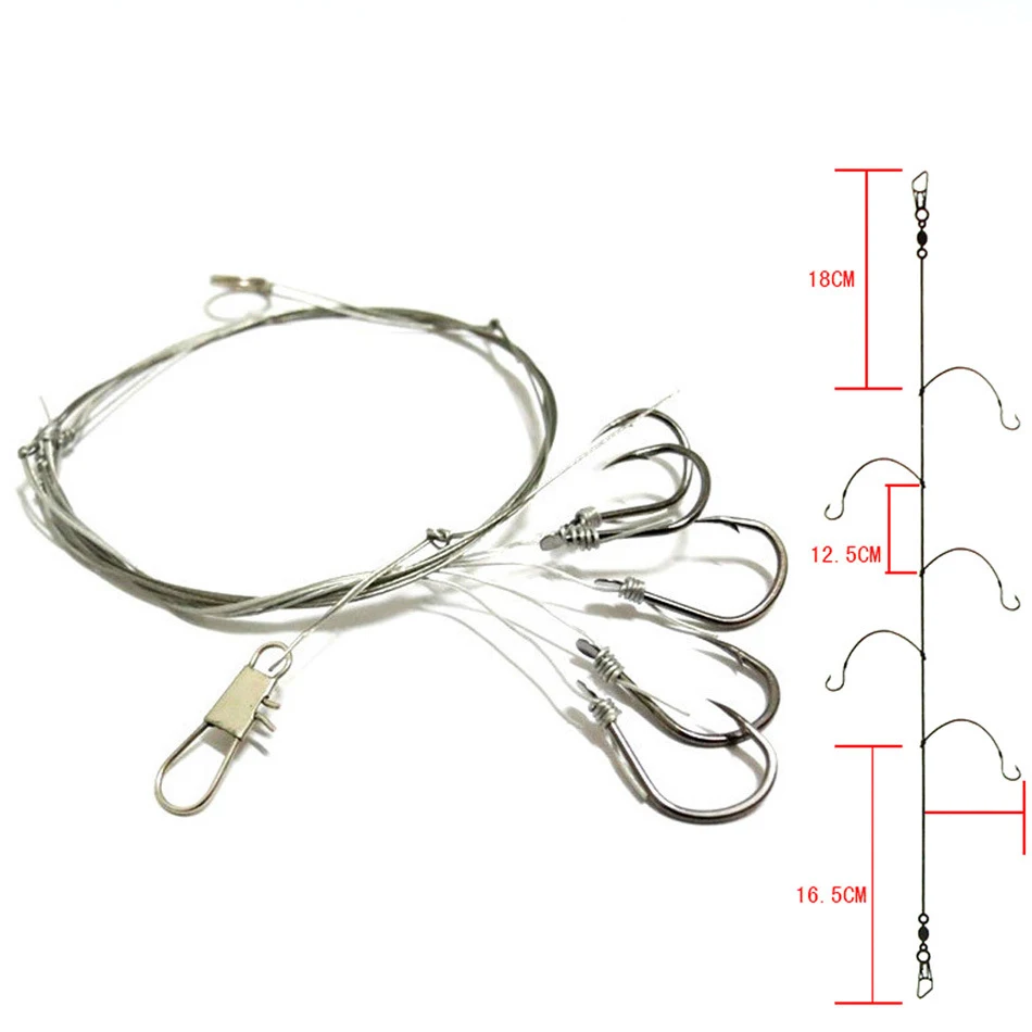 

High Carbon Steel String Hook with 5 Small Hook Rigs Swivel Fishing Tackle Lures Bait Pesca Fishhooks Tackle Accessories