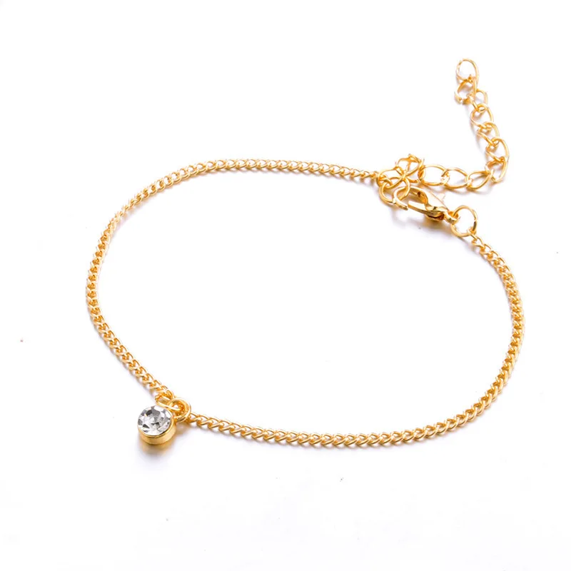 Женский браслет с кристаллами в виде бабочки и сердца 4 штуки золотого цвета