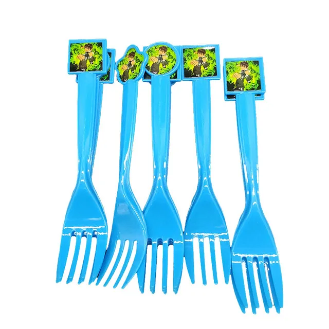 Fork 10pcs Бен 10 тема вечерние украшения детский душ вечерние поставки», «Бен 10» тема пластины салфетки для стаканчиков», «Бен 10» тематические баннеры выбросы - Цвет: Fork 10pcs