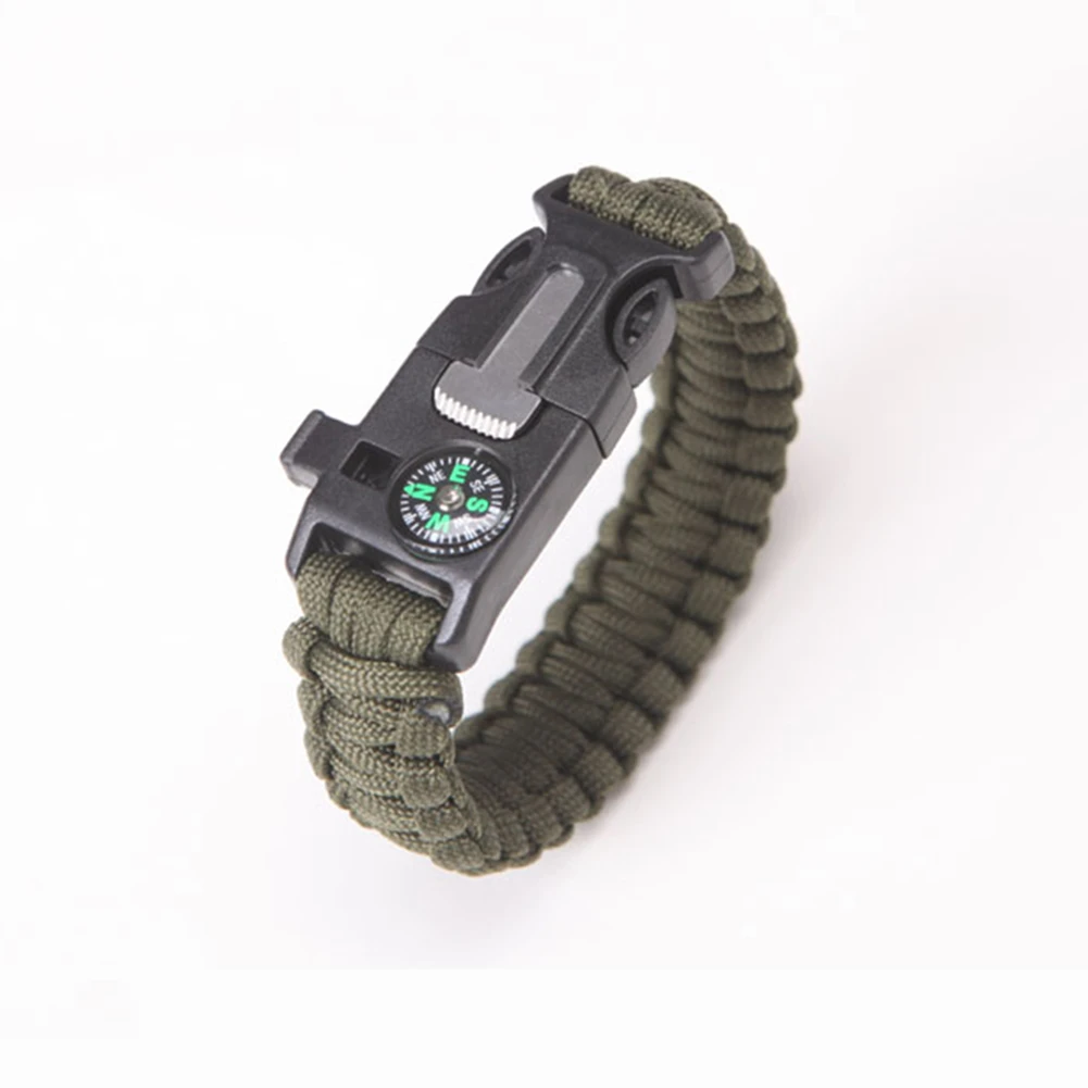 Army Green Тактический наружный безопасный Паракорд для выживания 550 браслет комплекты первой помощи 4в1 Fuction свисток с компасом нож военные инструменты для улицы - Цвет: Army Green