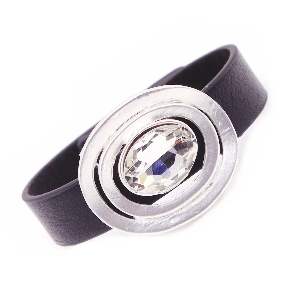 Женский кожаный браслет с застежкой черный на запястье 2021|Браслеты-манжеты| |