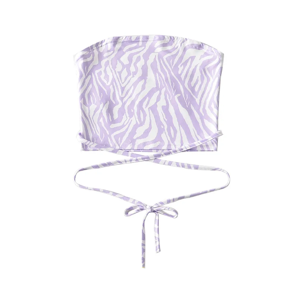 

Летний уличный топ в новом стиле с узором зебры, Женский пикантный топ-труба для ночного клуба, короткий укороченный кружевной топ-труба для...