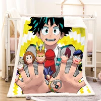 my hero academia funny character blanket 3d print sherpa blanket on bed home textiles dreamlike style 02