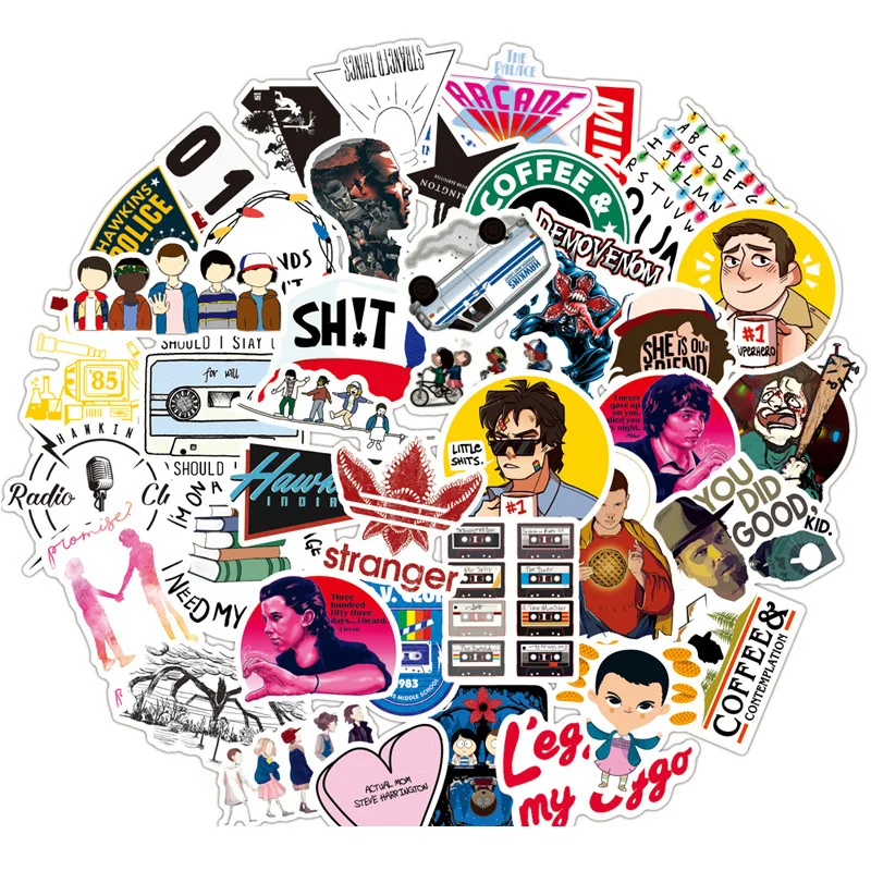 Наклейки очень странные дела 50 шт. в упаковке Для детей на ноутбук холодильник