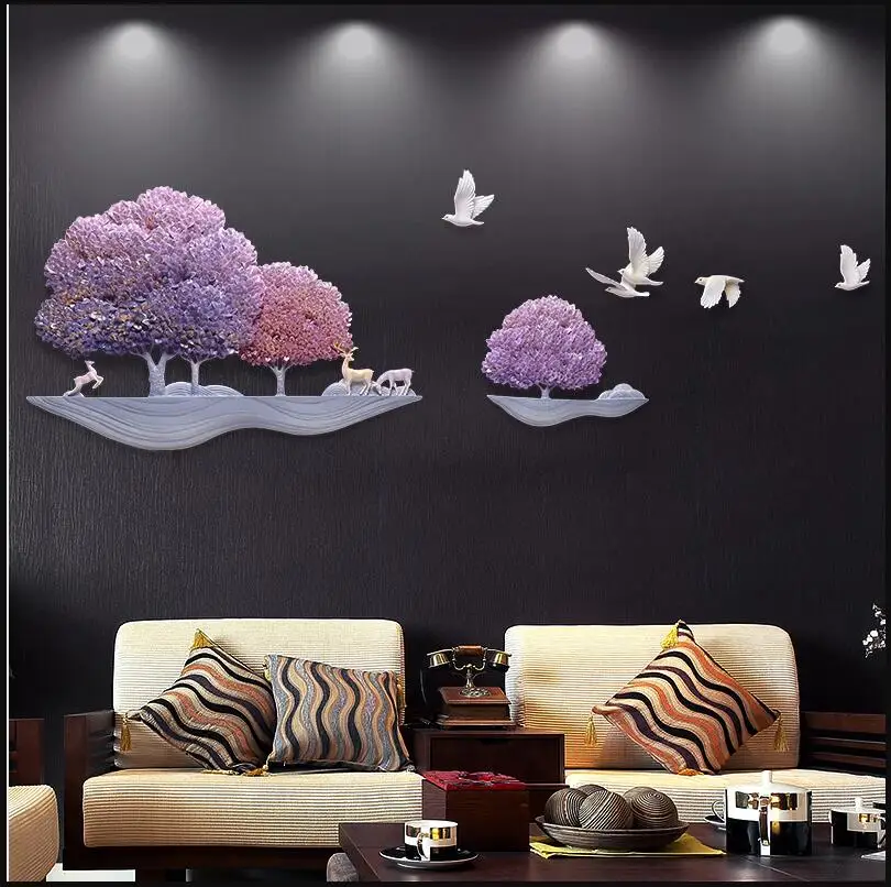 Роскошный 3D стерео настенный Дерево Птицы декоративные изделия из полимера