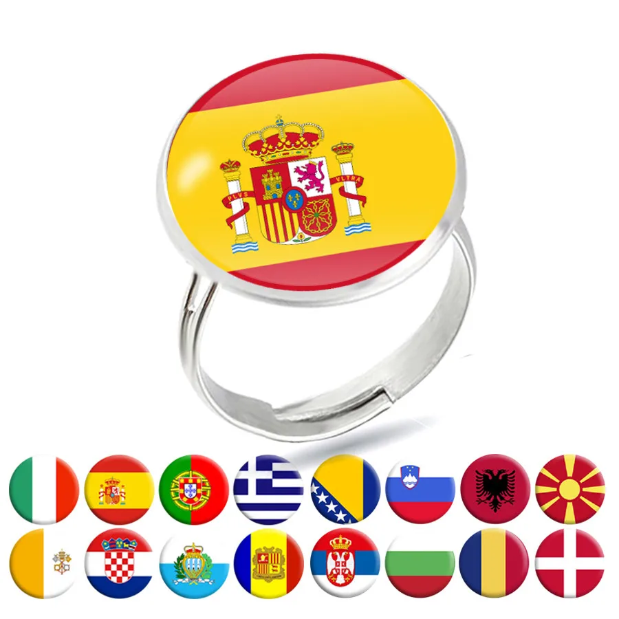 Национальные кольца с флагами Италия Испания Португалия Греция Ватикан Хорватия