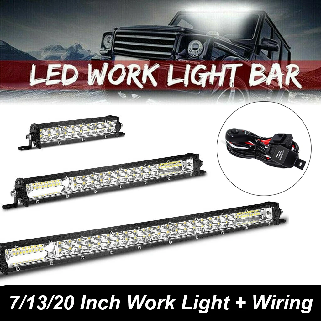 

Ультратонкий Светодиодный фсветильник рь, 7 дюймов 13 дюймов 20 дюймов 12 В 24 В, фара рабосветильник света, противотуманная фара для прожектора,...