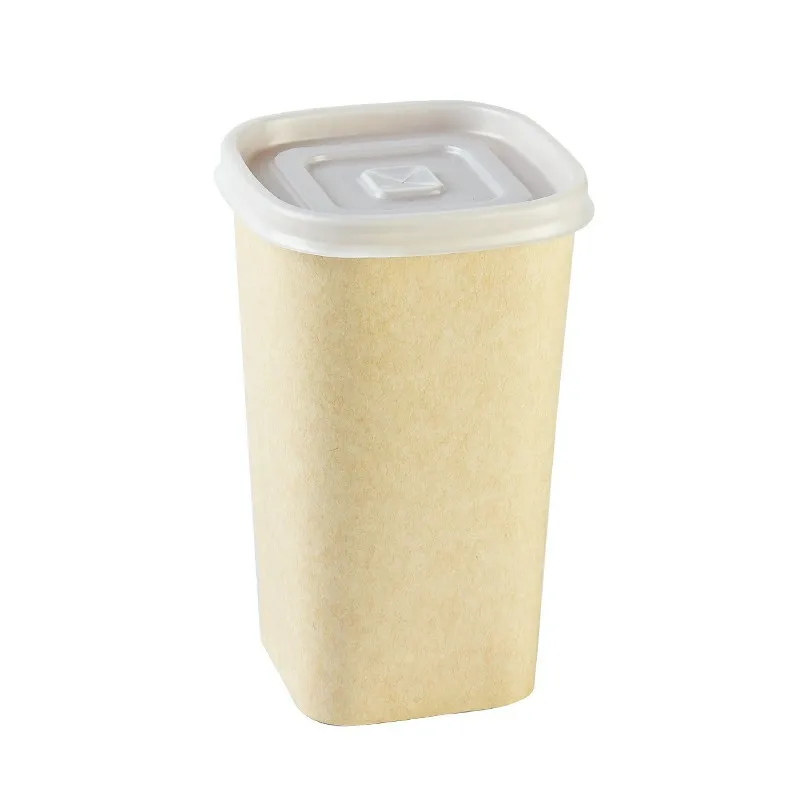 

50sets Net red sugarcane pulp PLA paper cup with lid coffee paper cup hot drink anti-scalding square cup degradable milk tea cup