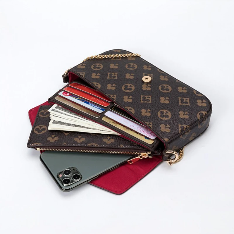 

Small Square Bag New Fashion Envelope Bag Female Messenger Bag Presbyopic Three-Piece Female Bag Chain Mahjong Bag