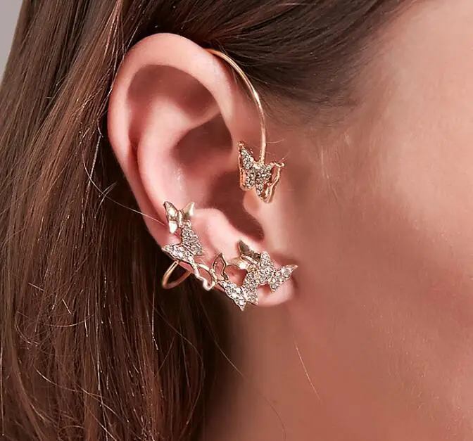 

Bohemian Water Drop Crystal Rhinestone Ear Cuff Wrap Stud Clip Earrings For Women Girl Butterfly Earring Jewelry Bijoux