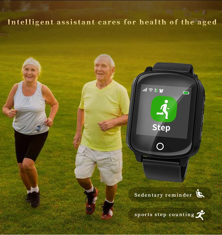

D200 IP68 Waterproof Smart Watch Elderly Smartwatch Heart Rate Fall-down Alarm Anti-lost GPS Tracker for IOS Android Phone