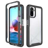 2 in 1 hybrid rugged armor shockproof case for xiaomi redmi note 10 4g 10s soft tpu frame transparent acrylic hard pc back cover