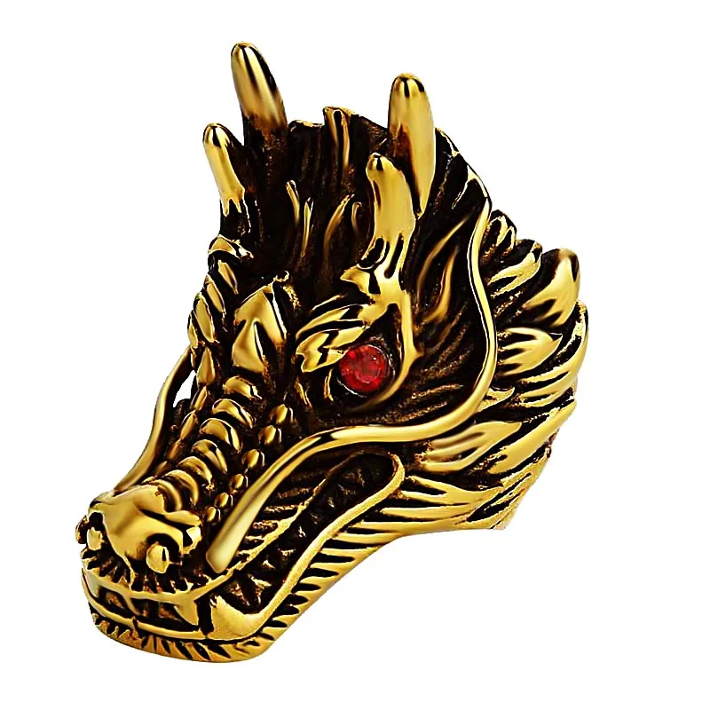 Мужское кольцо в стиле панк с головой дракона праздничная бижутерия кольцами из