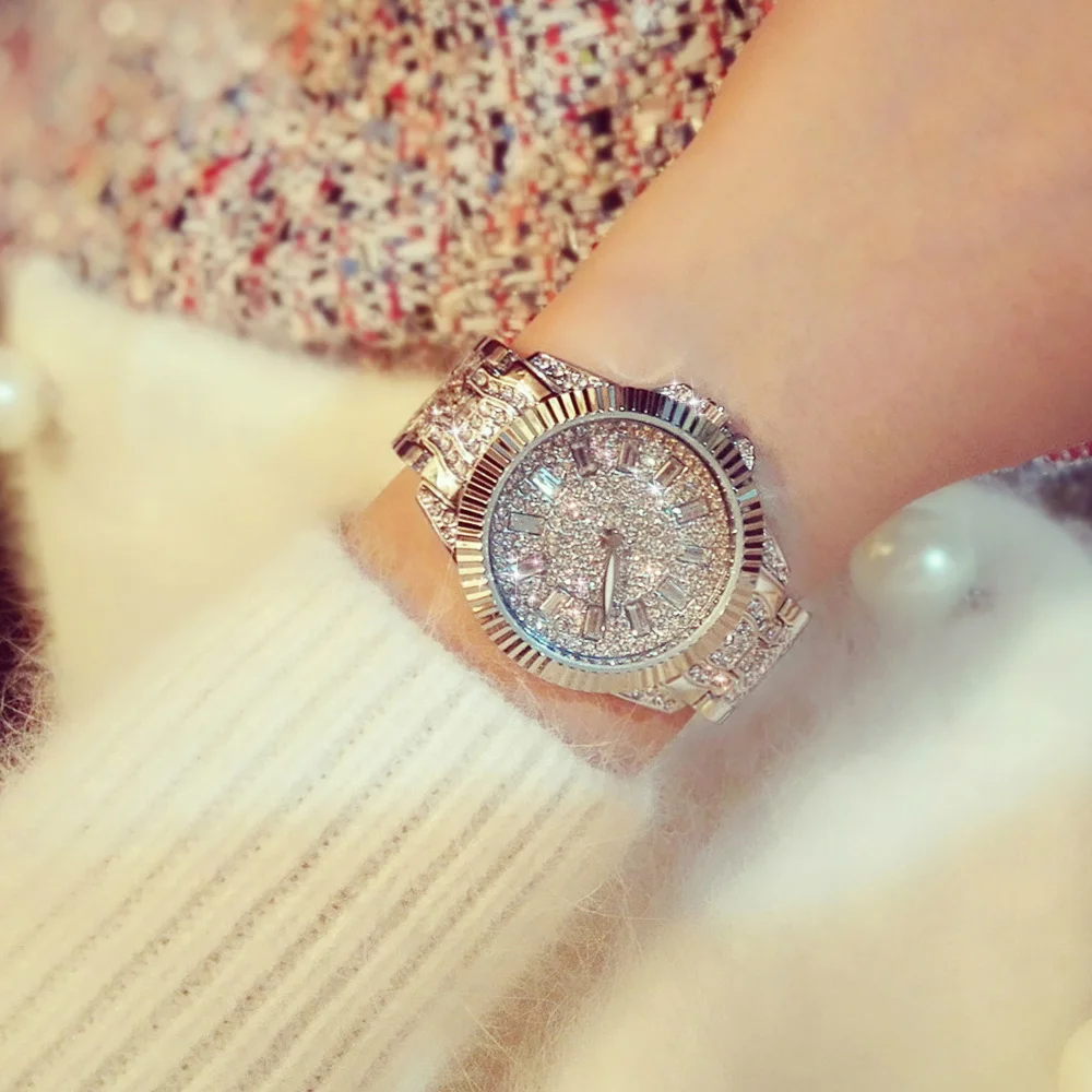 

Женские наручные часы, кварцевые часы золотого и серебряного цвета с кристаллами, со стальным браслетом