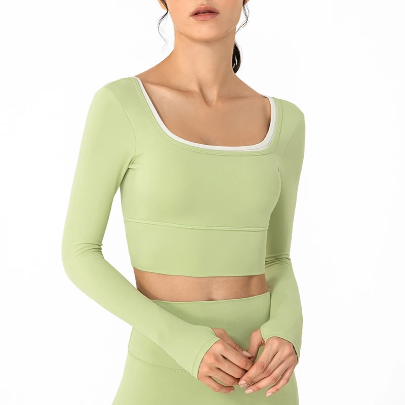 

Rainbowshades Naked Feeling Yoga Women T-Shirt Long Sleeve Sexy Sports Crop Top Fitness Running Solid Gym Clothing Workout