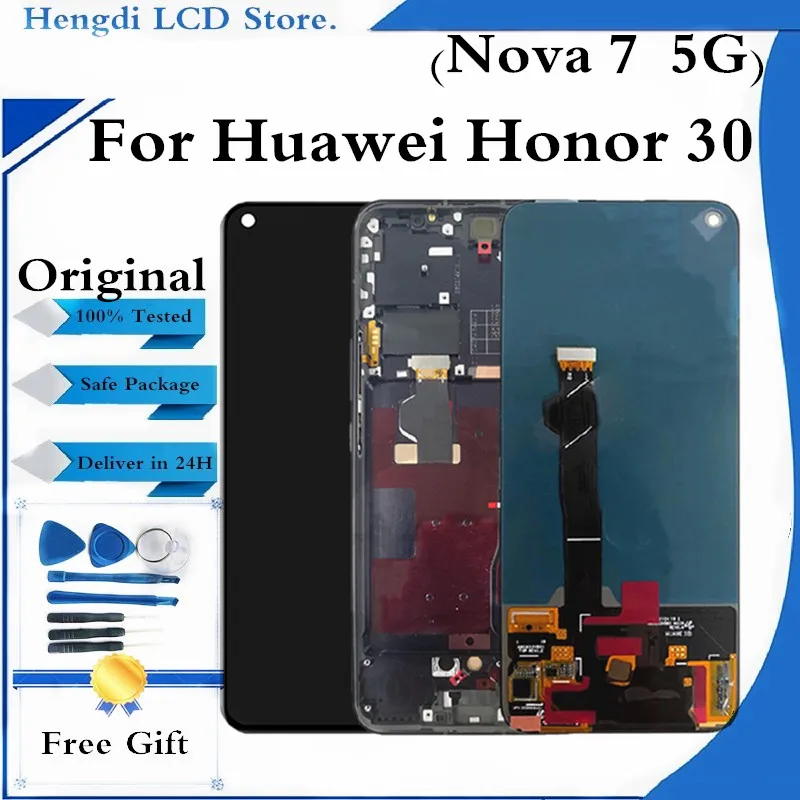Pantalla LCD para m&oacute;vil, montaje de digitalizador de pantalla t&aacute;ctil para Huawei Nova 7, 5G, JEF-AN00, NX9, AN20, Honor 30 BMH-AN10-0