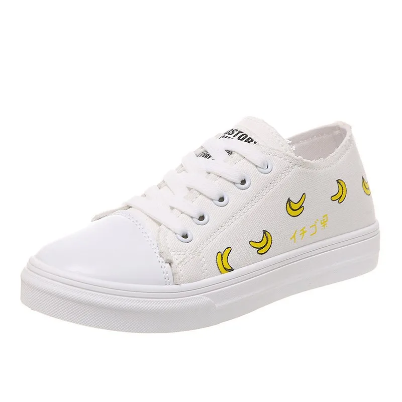 

2020 New Fashion Casual Shoes Women Shoes White Fruit Vulcanized Footwear Autumnwomen Rubber Sole Autumn Flats for Women Shoes