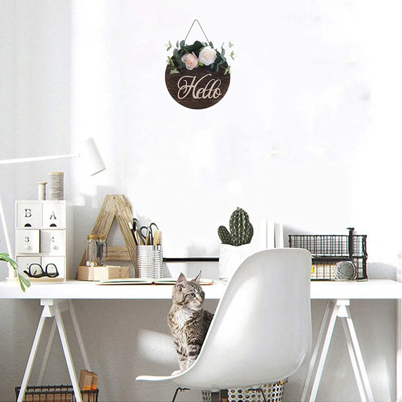 

Welcome Sign for Front Door Wooden Hanging Sign Rose Flower Spring and Summer Wreath for Outdoor Front Porch Home Decor