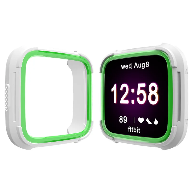 white green 6 цветов ТПУ и ПК чехол для Fitbit Versa, ремешок часы в виде ракушки Экран протектор Аксессуары для смарт-часов для Fitbit Versa Lite - Цвет: white green