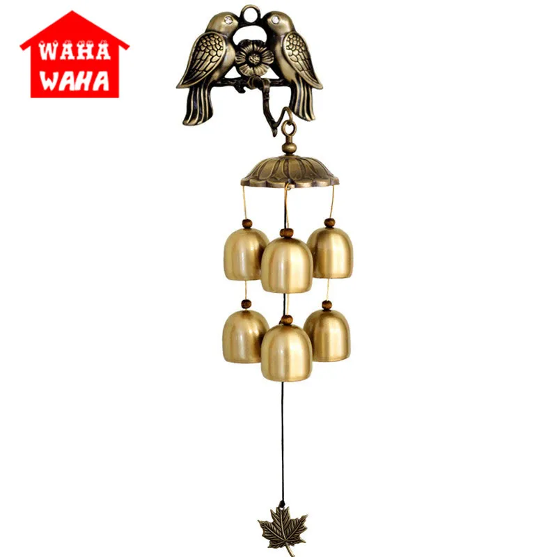 Креативный медный ветряной колокольчик с птицами можно повесить присосывать