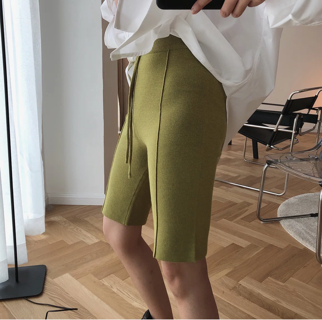 

DEAT 2021 new spring and summer fashion women clothes high waist elastic short knitting pants female bottoms WP22801