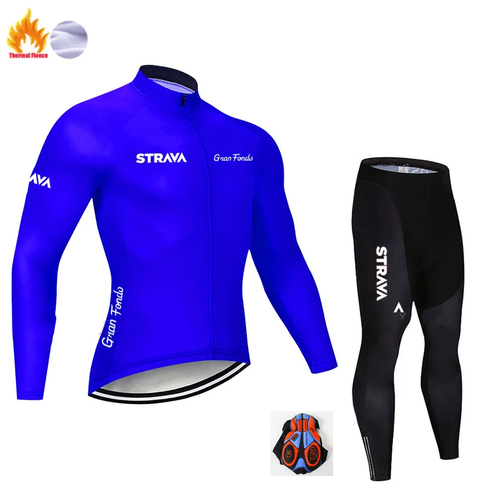 Winter Cycling Suit Strava, длинный рукав, Майо, Ropa Ciclismo Invierno, термо флис, велосипедная команда, Велоспорт, Джерси, набор, зима, MTB, одежда для велосипеда - Цвет: Winter Cycling Suit