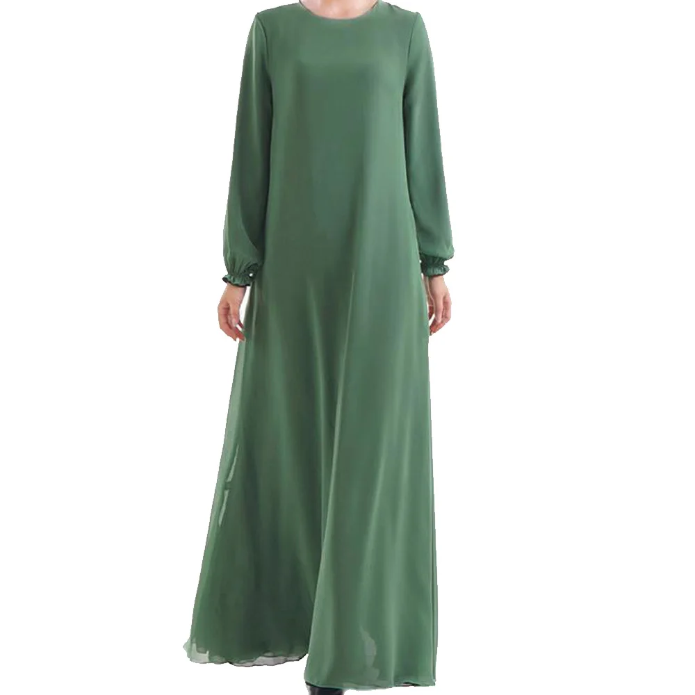 Зеленый Абаи Дубай Турция мусульманский хиджаб платье туника марокканский