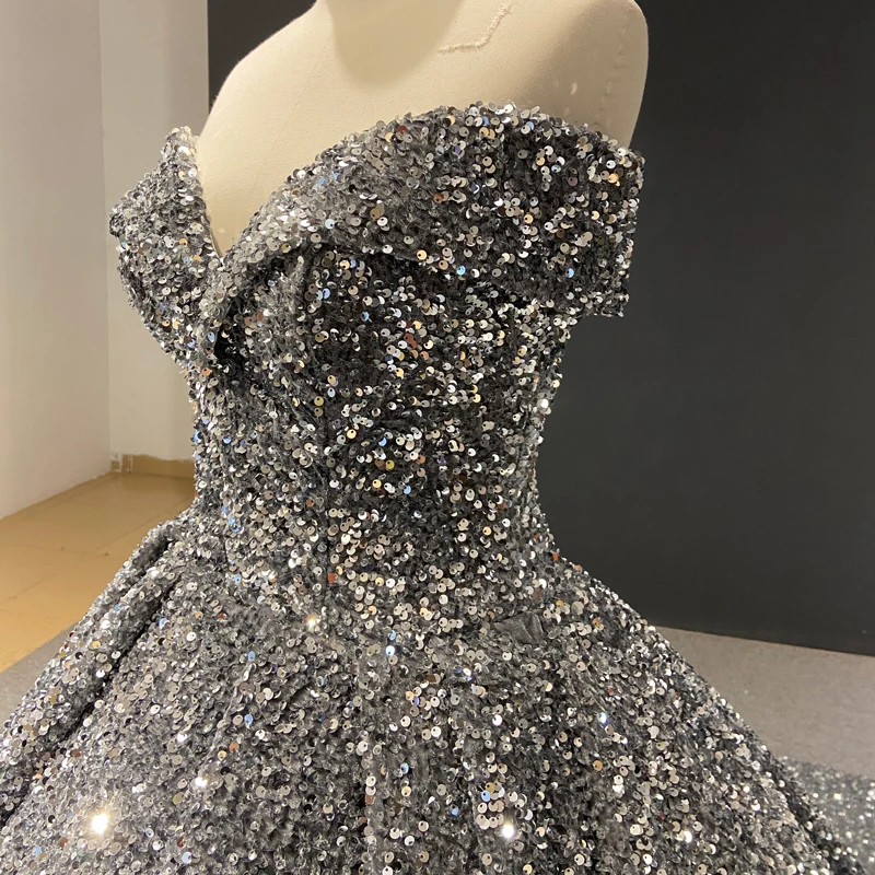 J66742 JANCEMBER Boat Neck Short Sleeve Prom Dresses 2020 Luxury Lace Up Back Shining Sequins Chapel Train Women Party Dress New