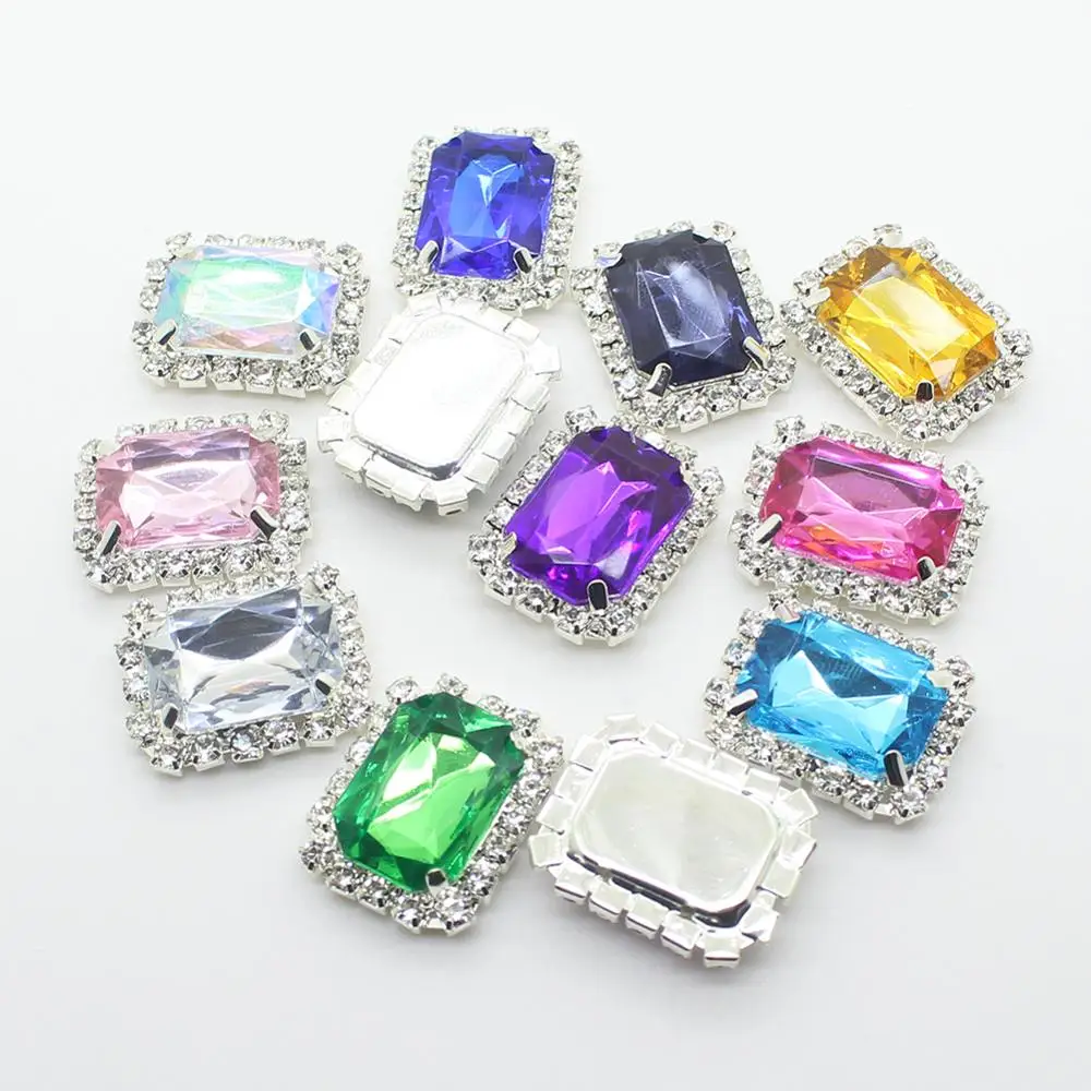 

Small Wholesale 10Pcs/Lot 20*25mm Rectangle Flatback Buttons Diy Wedding Decoration Women Hair Ribbon Bow Handwork Accessories