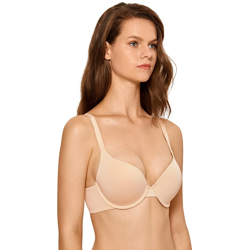 Beige02 DOBREVA Женская Полная футболка с покрытием на косточках Гладкий слегка выстроченный бюстгальтер пуш-ап - Цвет: Beige02