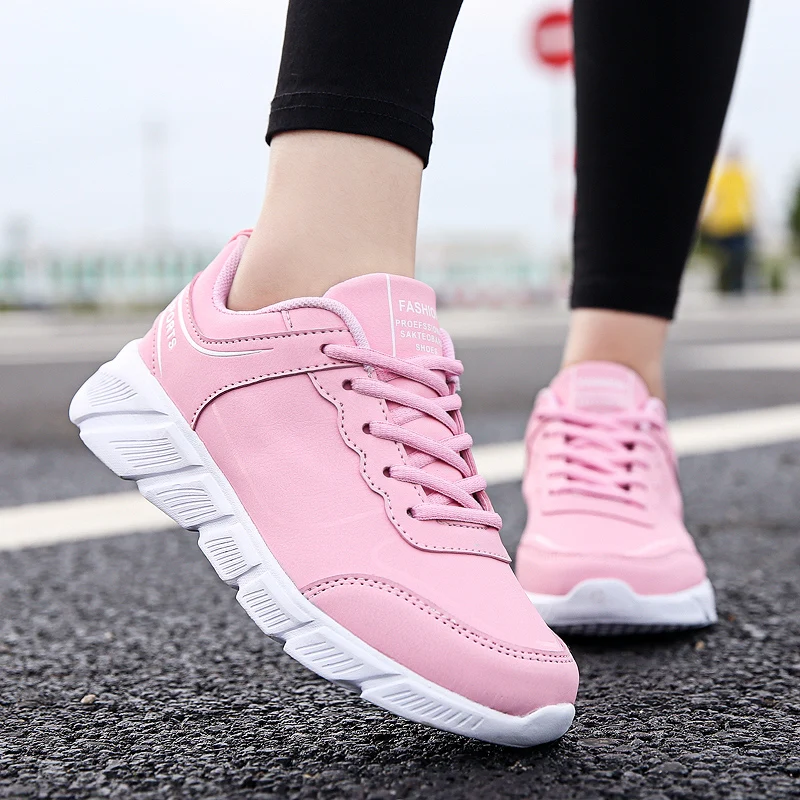

Four Seasons Sneakers Womens Athletic Running Shoes Walking Breathable Sport Leather Lace Up Platform Casual Shoes