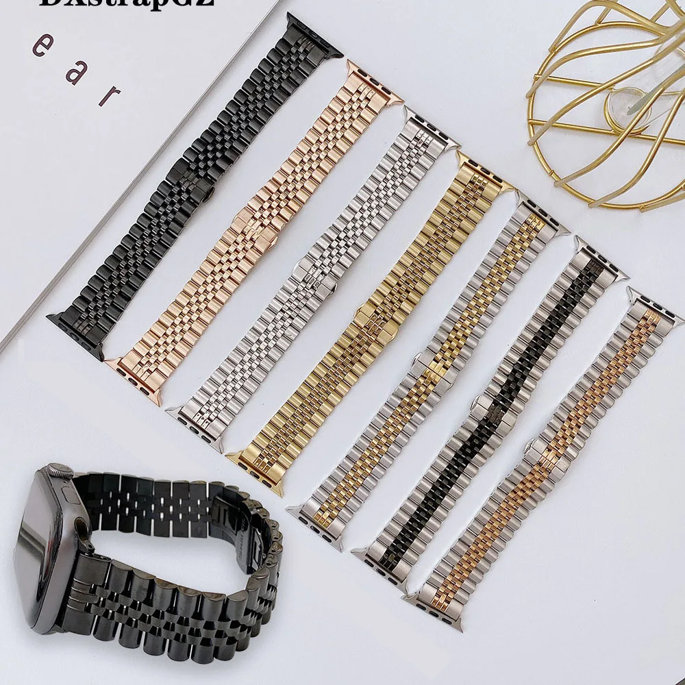 

Five Baht Strap for Apple Watch Band 38mm 42mm 44mm 40mm Stainless Steel iWatch 2 3 4 5 6 SE Women Men Bracelet Watchband