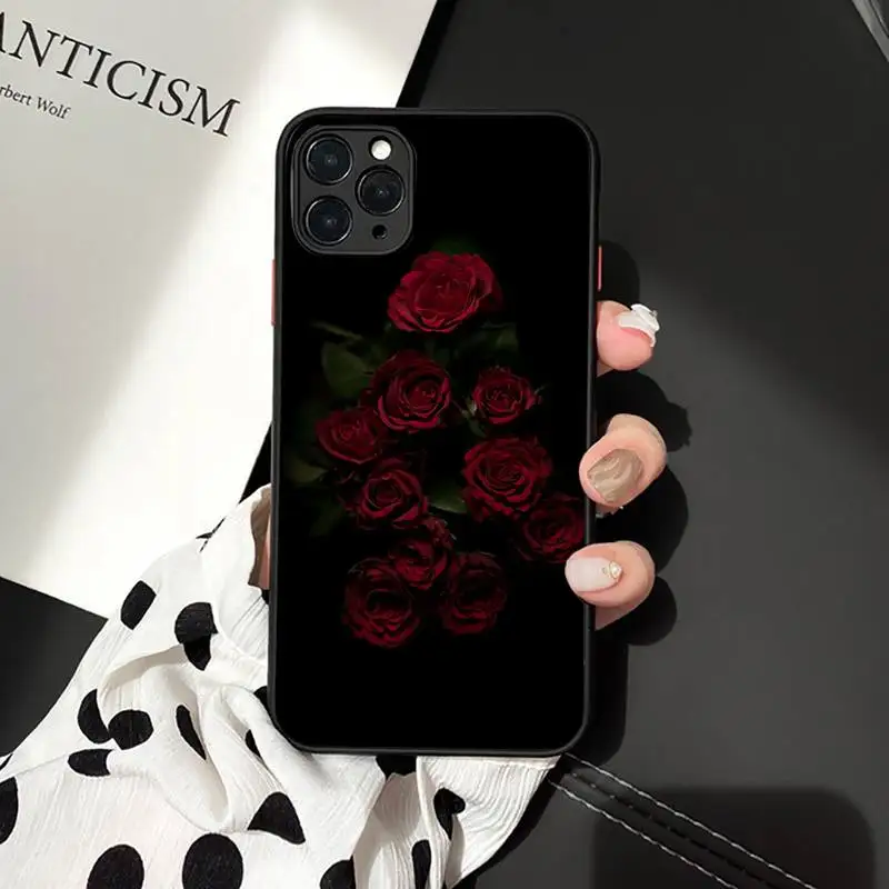 

Phone Case For iPhone 12 11 Mini Pro XR XS Max 7 8 Plus X cool rose Colorful Cute Matte transparent cover