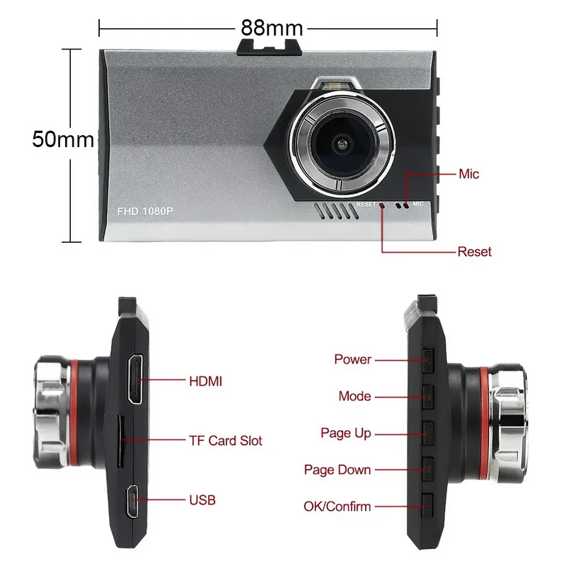 120/170 градусов широкоугольный Автомобильный видеорегистратор Камера HD 1080P видео