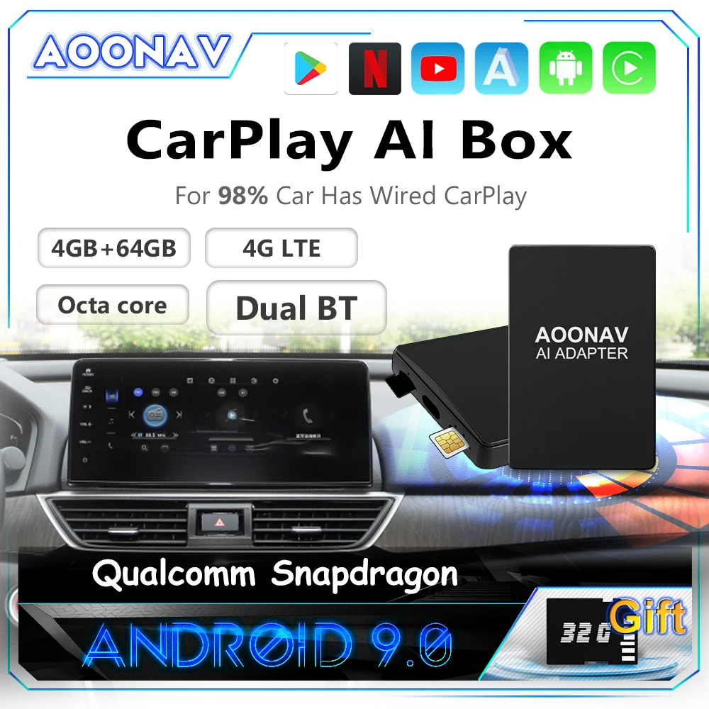 

Мини-приставка на Android Carplay с ии, умная Паровая приставка на Android, Apple Car play, беспроводная автомобильная приставка на Android для HONDA, Netflix, YouTube