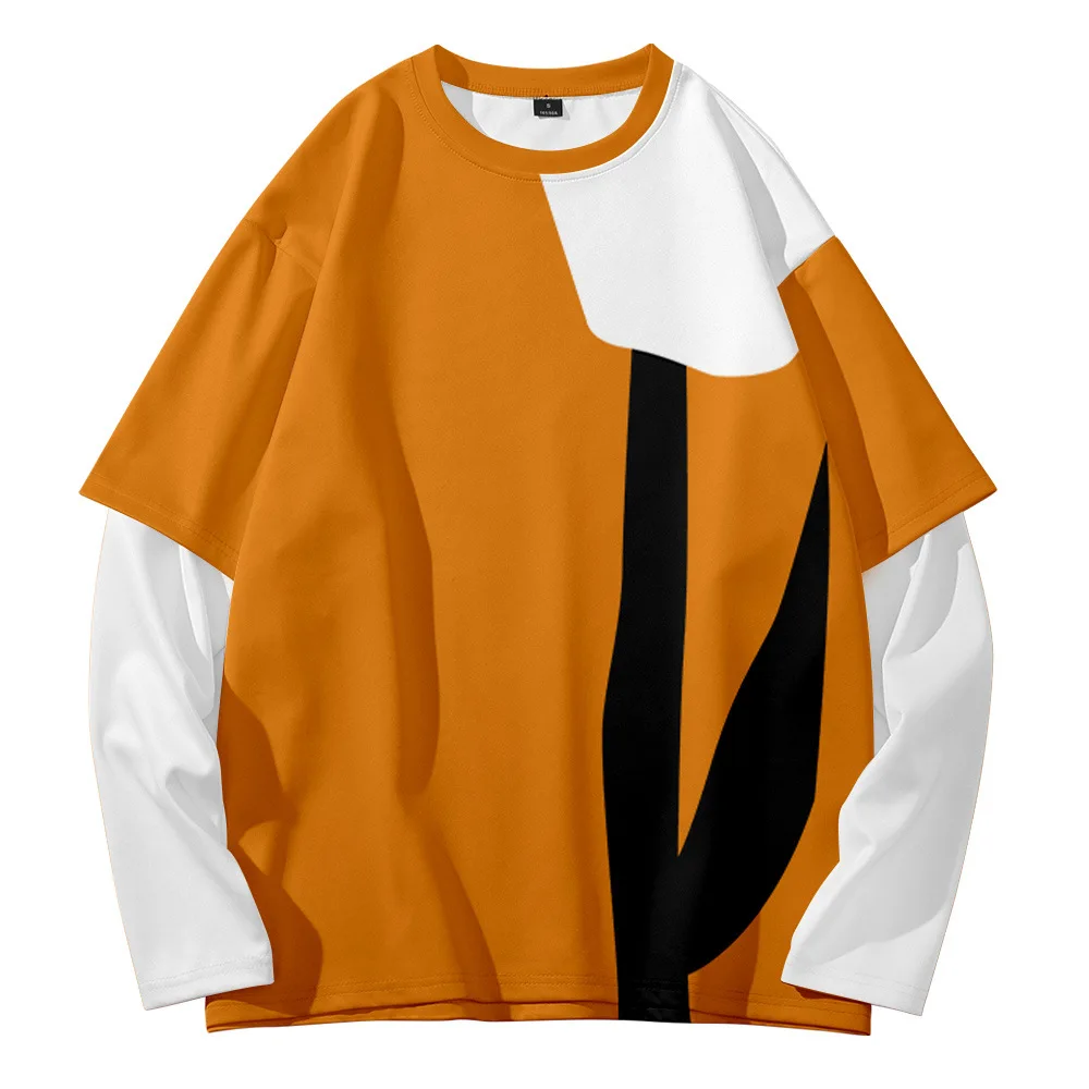 

Simple summer trend street popular round neck fake two-piece sweater oversize