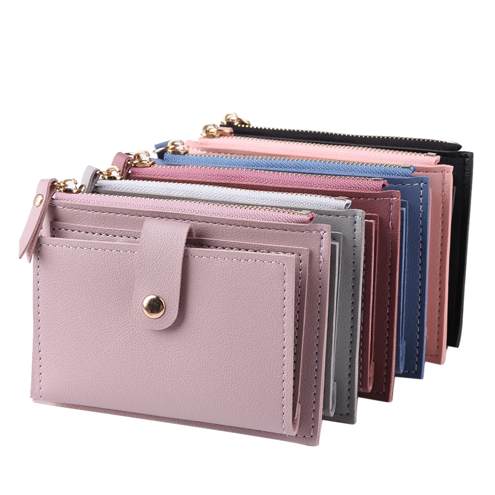 Кошелек женский из искусственной кожи однотонный с несколькими отделениями для