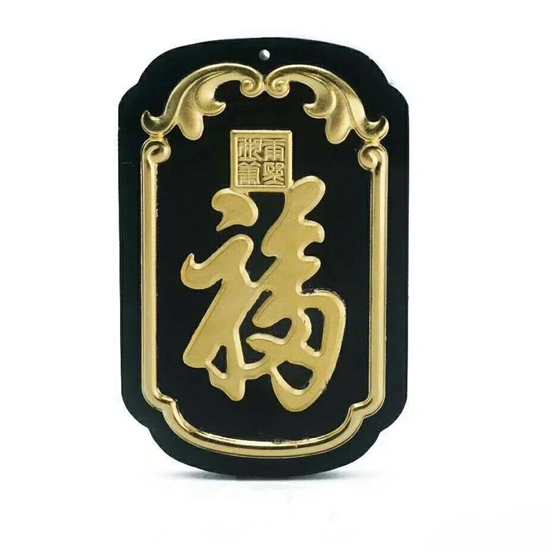 LETSFUN изящные ювелирные изделия 24K золото китайский темно зеленый нефрит