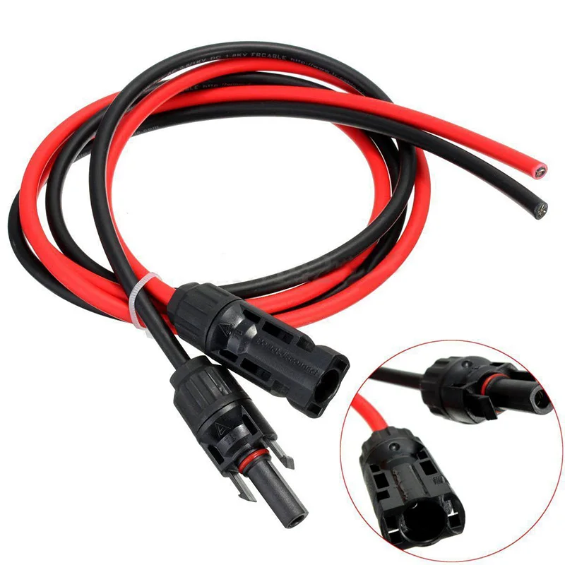 1m 2.5mm2 SAE Solar Power Cable DC 1000V For Solar Panel Battery Station PV Male Female Connectors Junction Box Cable Wire