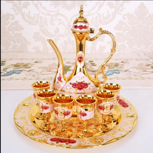 Модный 8 шт./компл. золотистый/серебристый декоративный набор для вина графин