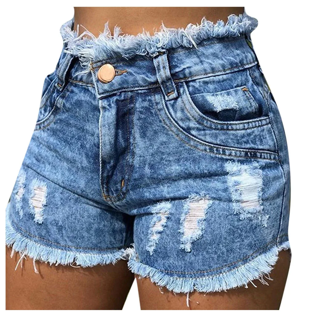 Женские джинсовые шорты с необработанными краями и дырками модные сексуальные